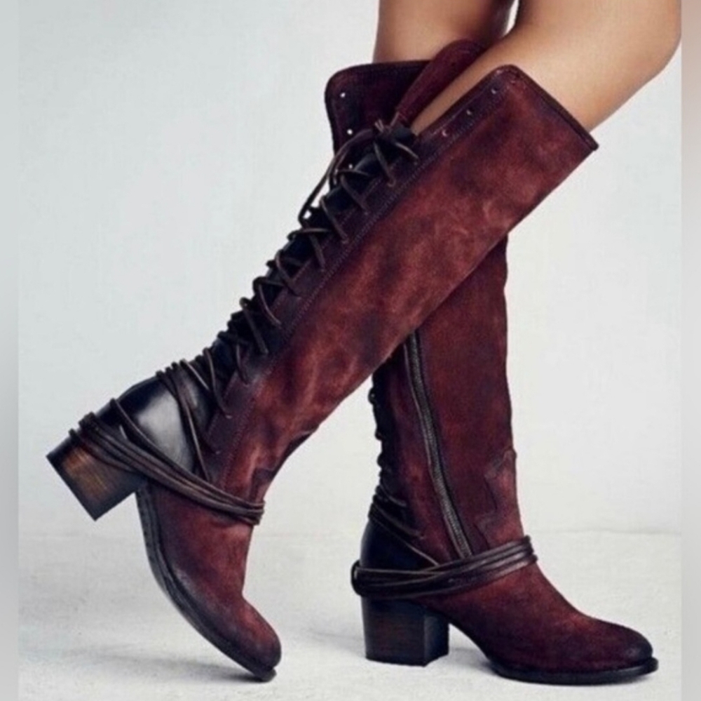 Freebird by Steven Burgundy Lace Up Boots